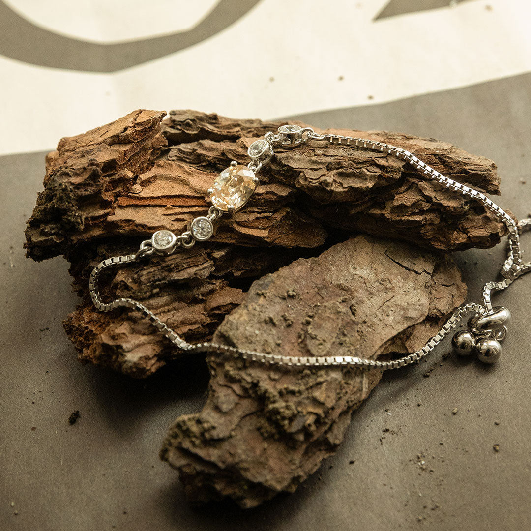 Sterling Silver|Aure Adjustable Bracelet – Champagne Gold