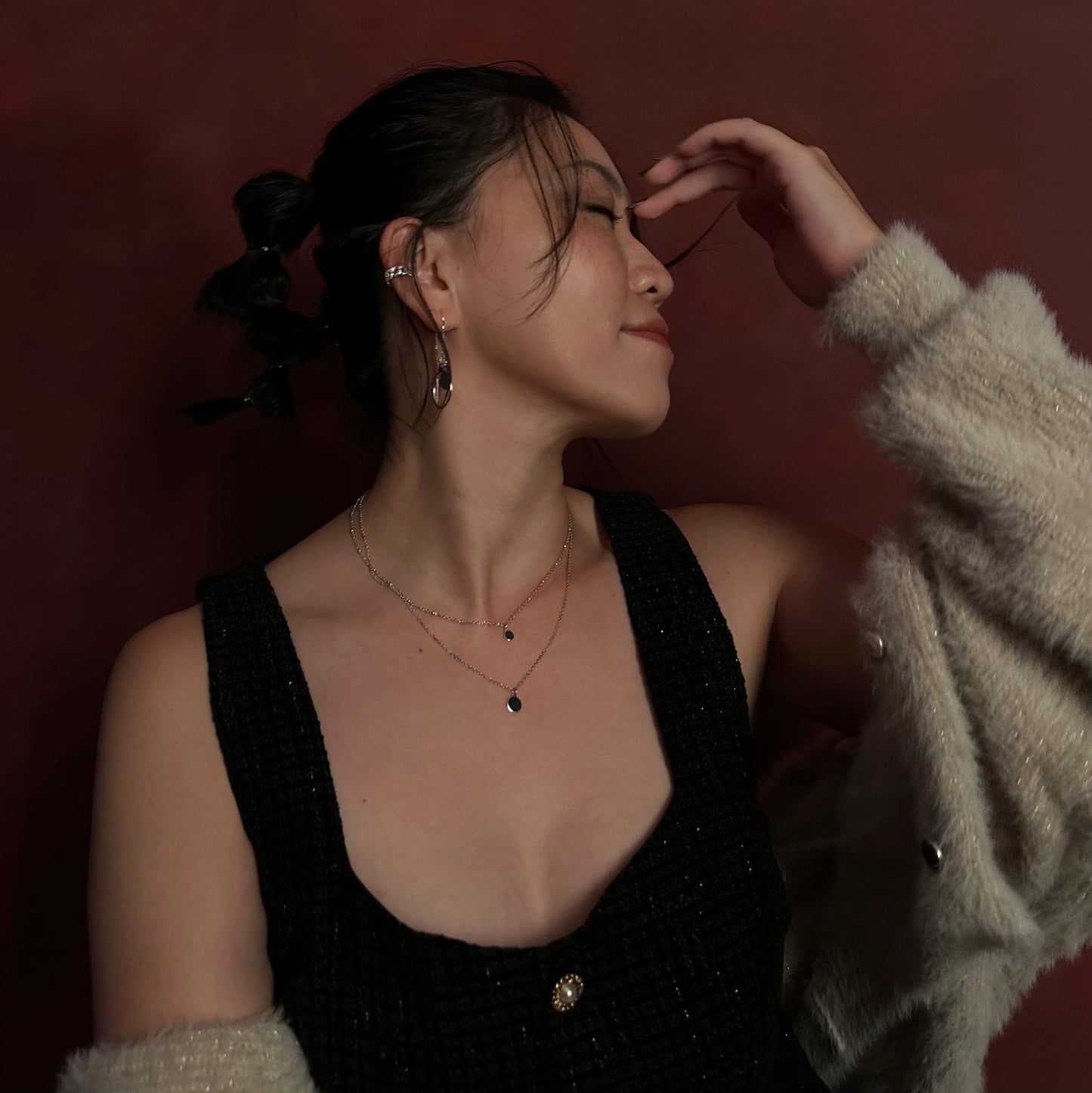 Sora double-layer coin necklace