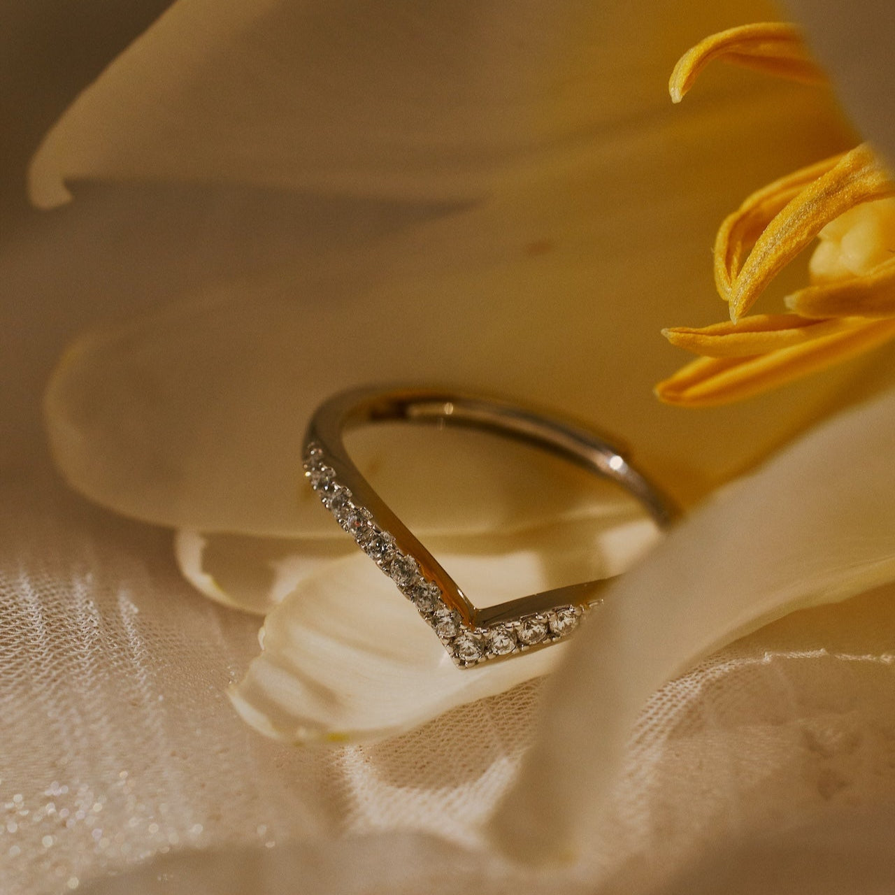Elara Adjustable White Cubic Zircon Silver Ring