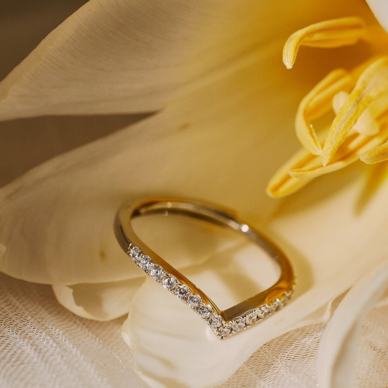 Elara Adjustable White Cubic Zircon Silver Ring