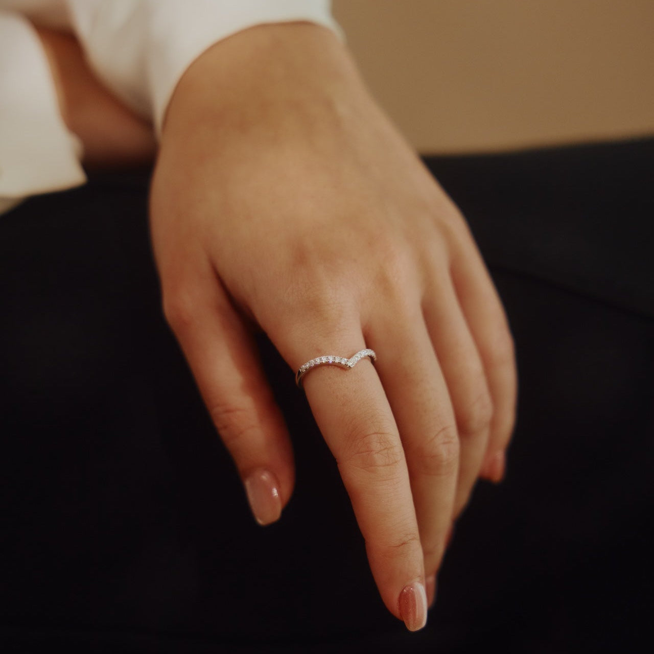 Elara Adjustable White Cubic Zircon Silver Ring