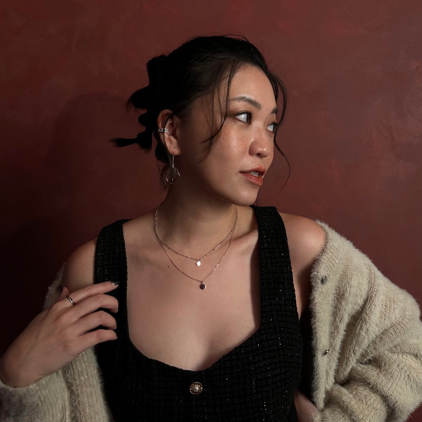 Ivy 亮鑽麻花耳骨夾(單支)