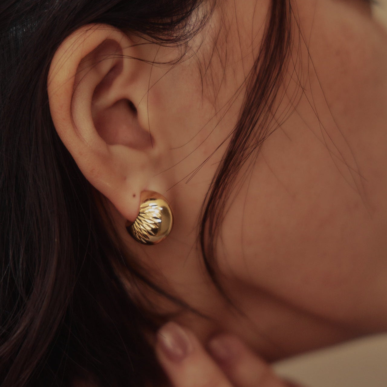 LUNA Engraved Crescent Earrings