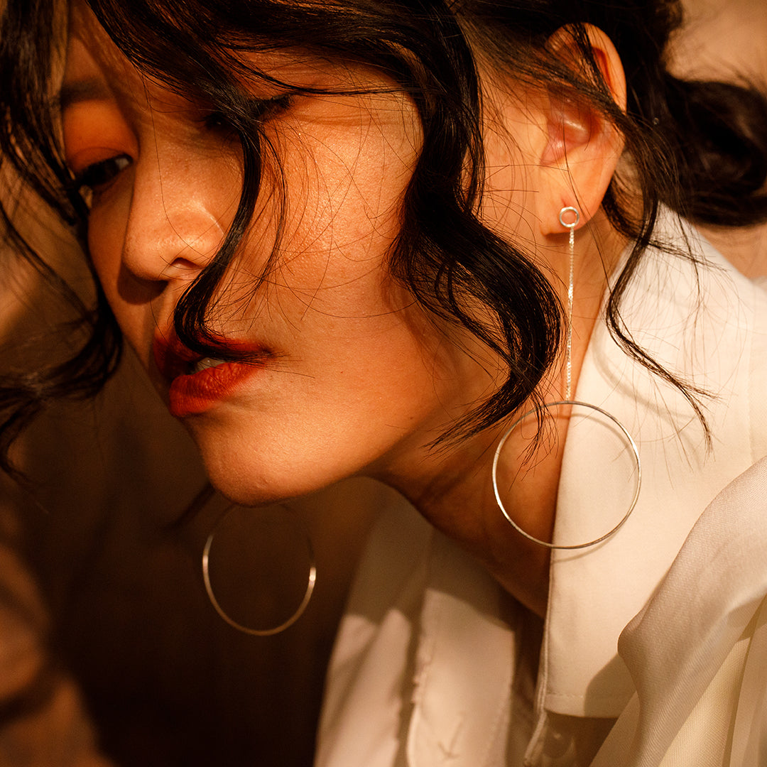 Sterling Silver|Celeste Fine Chain Hoop Earrings