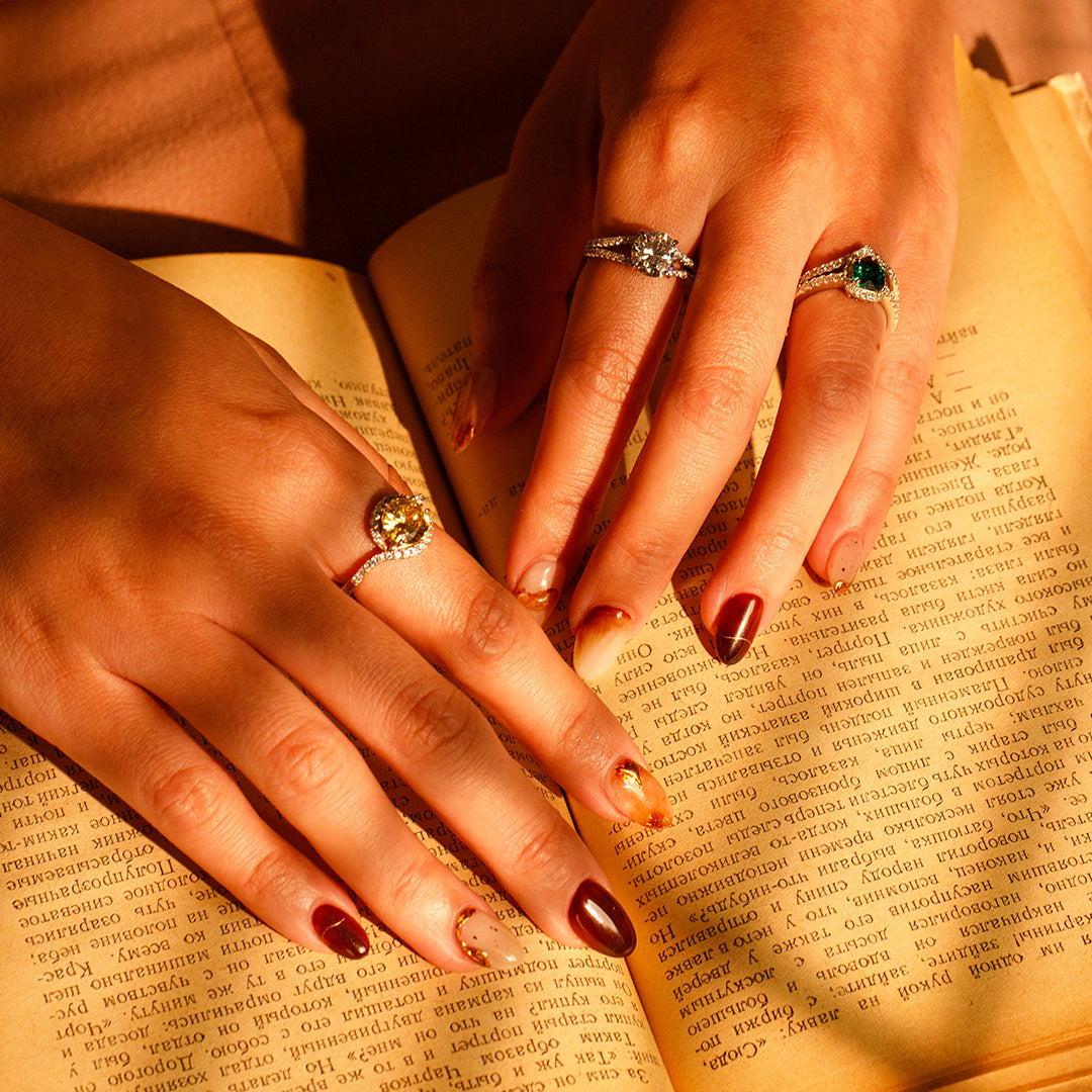 Lina 綠芯白鋯光環銀戒