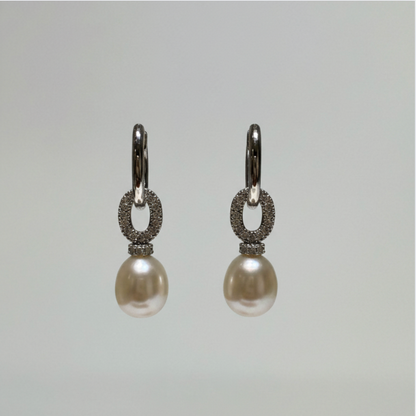 Eden 珍珠閃鑽垂墜耳環