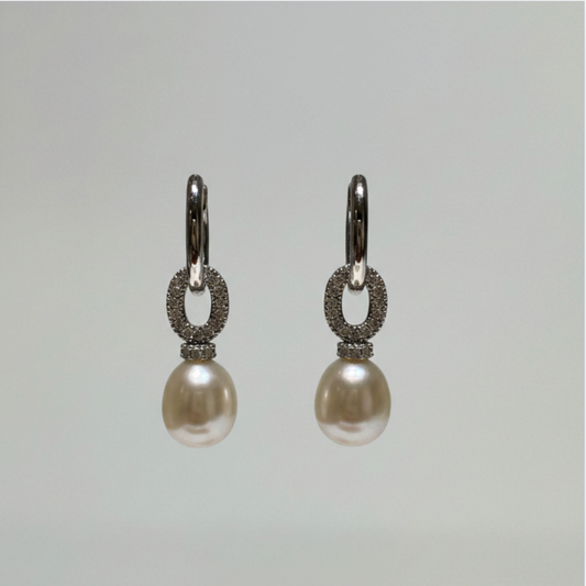 Eden 珍珠閃鑽垂墜耳環