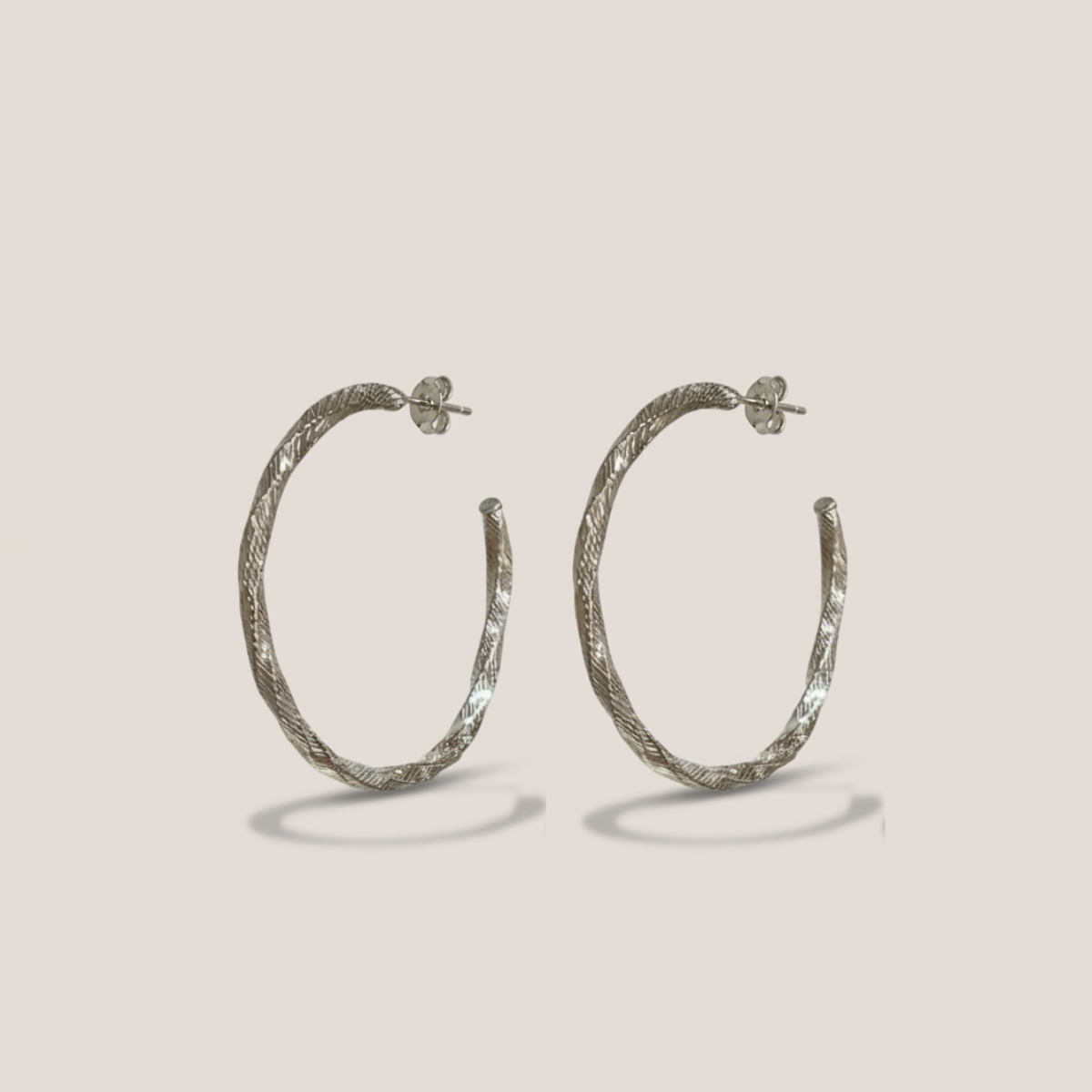 Sterling Silver｜Aurea Feather Hoop Earrings