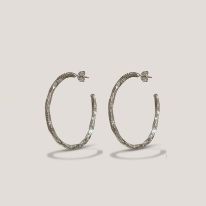 Sterling Silver｜Aurea Feather Hoop Earrings