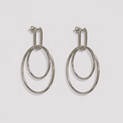Sterling Silver｜Chloe double-hoop linear earrings
