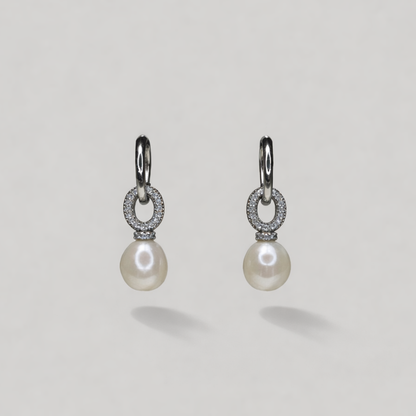 Eden Pearl & Zircon Dangle Earrings