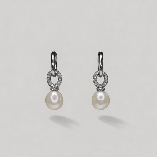 Eden Pearl & Zircon Dangle Earrings