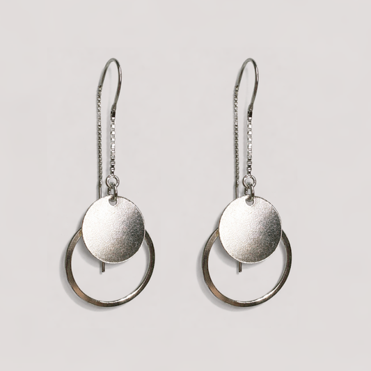Elise 極簡圓片垂鍊耳環