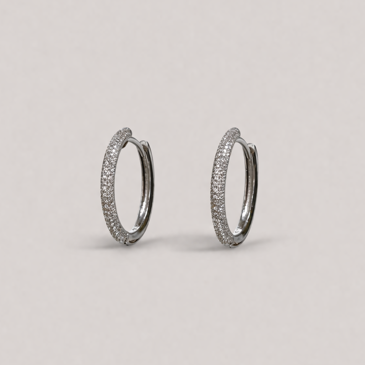 Sterling Silver｜Halo Petite Zirconia Hoop Earrings