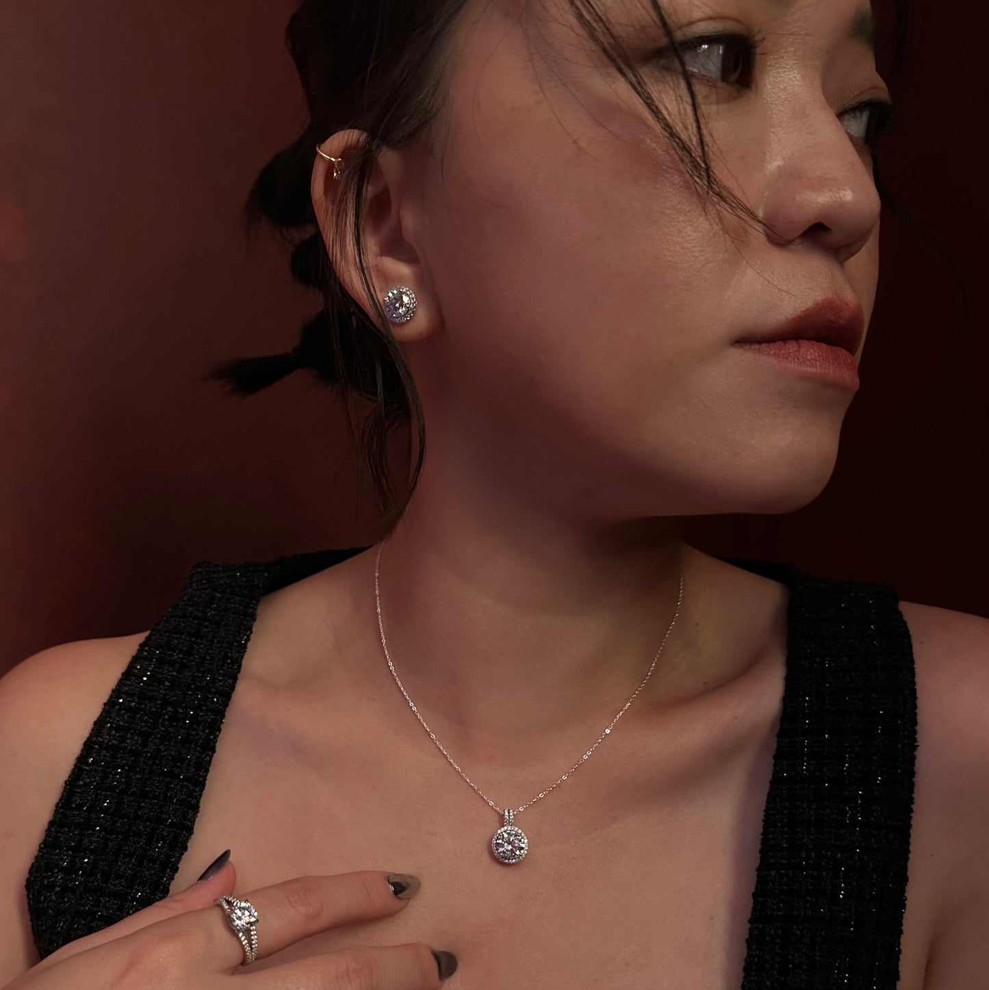 Mira Halo 單鑽白鋯項鍊