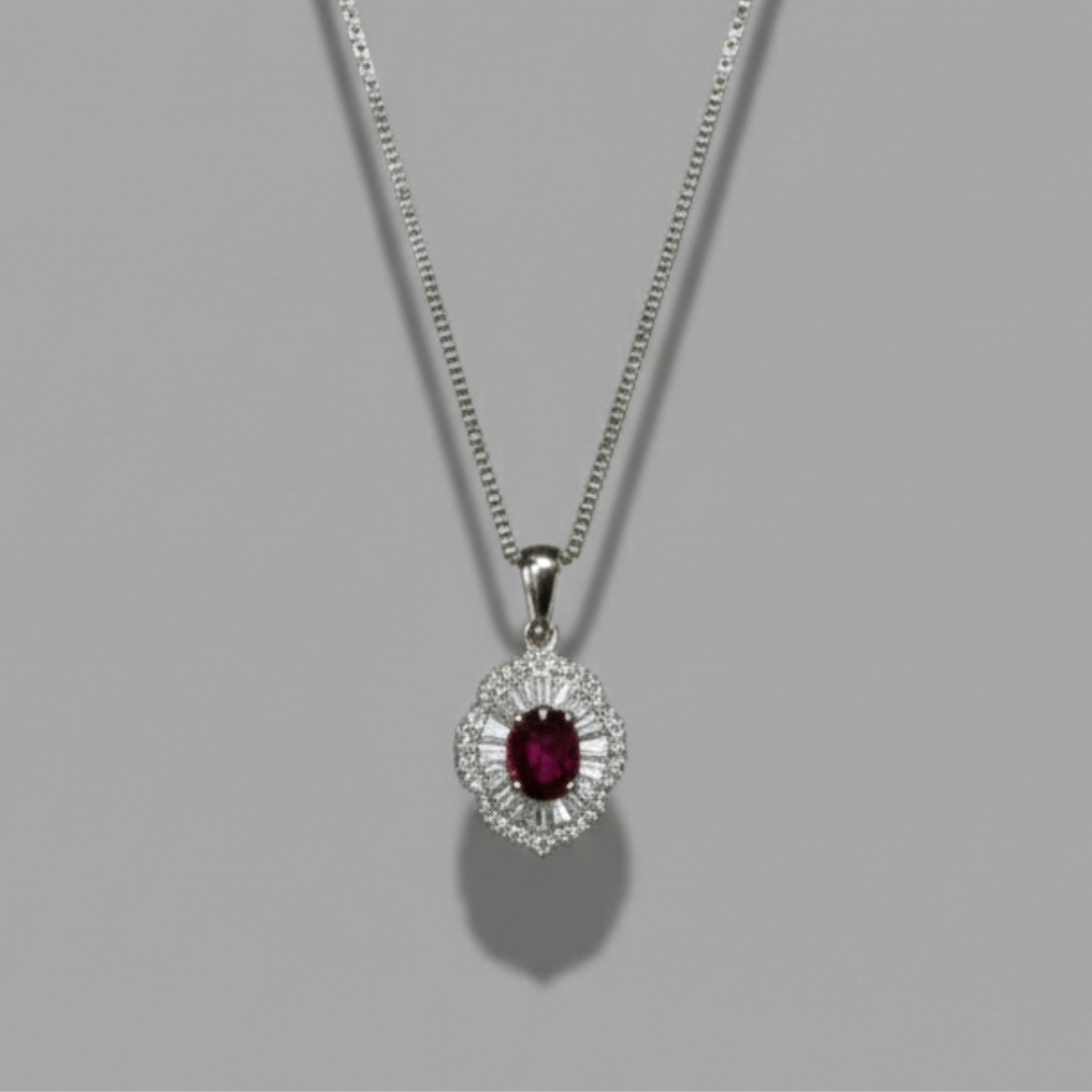 Lea 光環橢圓項鍊 - 石榴紅