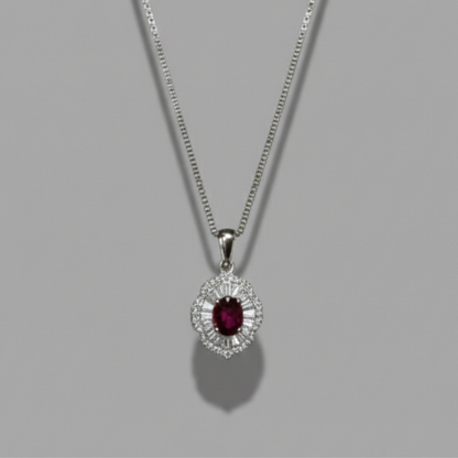 Lea 光環橢圓項鍊 - 石榴紅