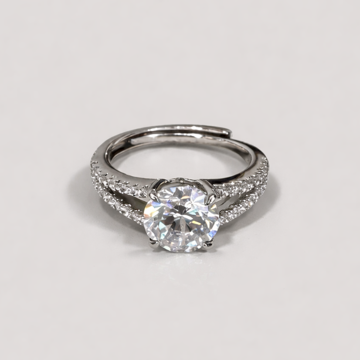Mira Adjustable Solitaire Ring – Classic White Zirconia