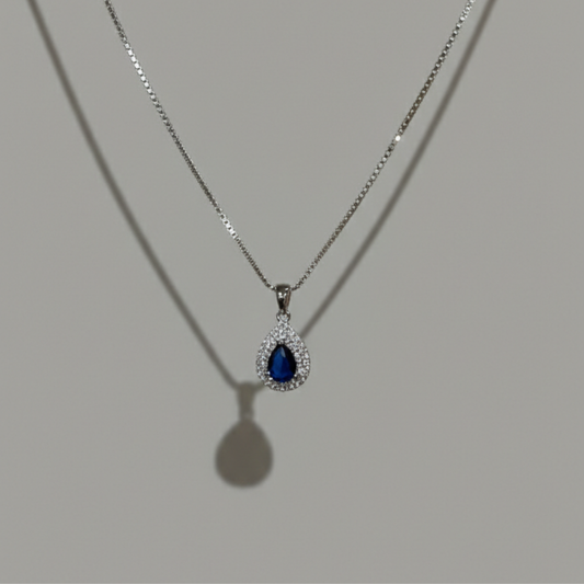 Nyx 鑽環水滴吊墜項鍊 - 貴族藍