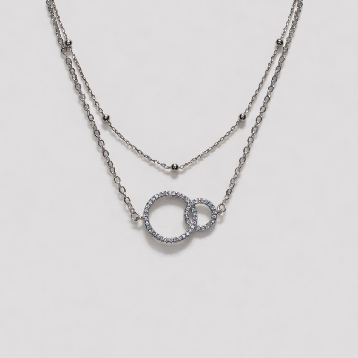Sterling Silver｜Phoebe Intertwined Double Ring Anklet