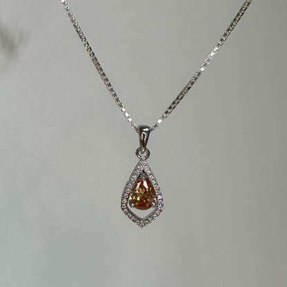 Sienna Arc Pendant Necklace – Champagne Zirconia
