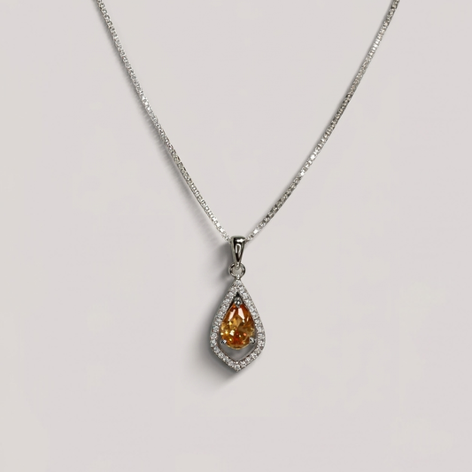 Sienna Arc Pendant Necklace – Champagne Zirconia