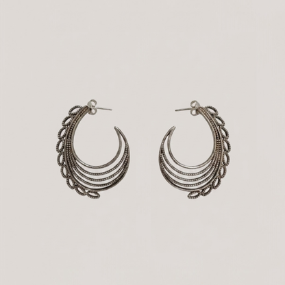 Sterling Silver｜Vireya Peacock-Arc Earrings