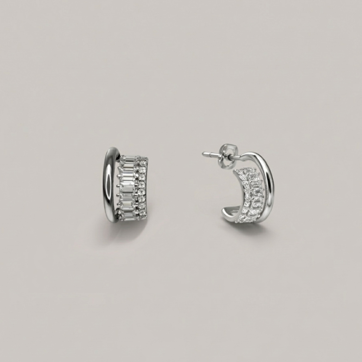 Sterling Silver｜Zora V-Cut Hoop Earrings