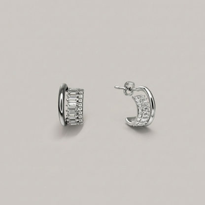 Sterling Silver｜Zora V-Cut Hoop Earrings