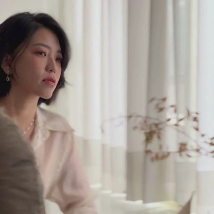 Selene 銀光水滴吊墜項鍊 - 湖水綠